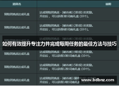 如何有效提升专注力并完成每周任务的最佳方法与技巧